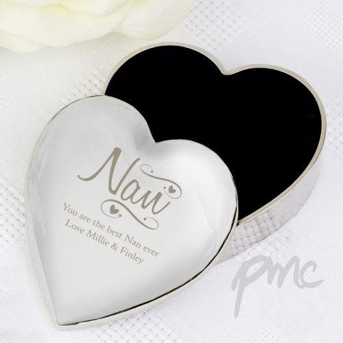Personalised Nan Swirls & Hearts Trinket Box