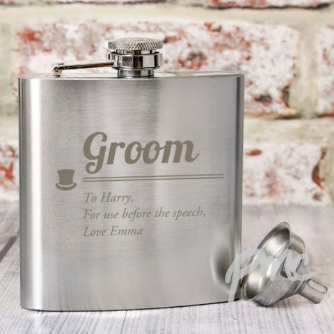 Personalised Groom Hip Flask