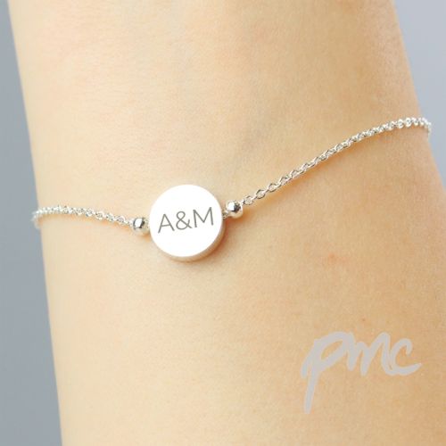Personalised Silver Plated Initials Disc Bracelet