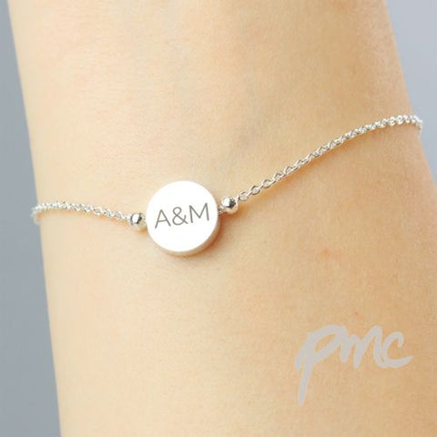 Personalised Silver Plated Initials Disc Bracelet