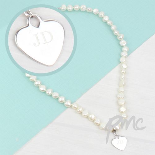 Personalised White Freshwater Pearl Initial Necklace