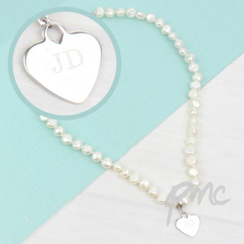 Personalised White Freshwater Pearl Initial Necklace