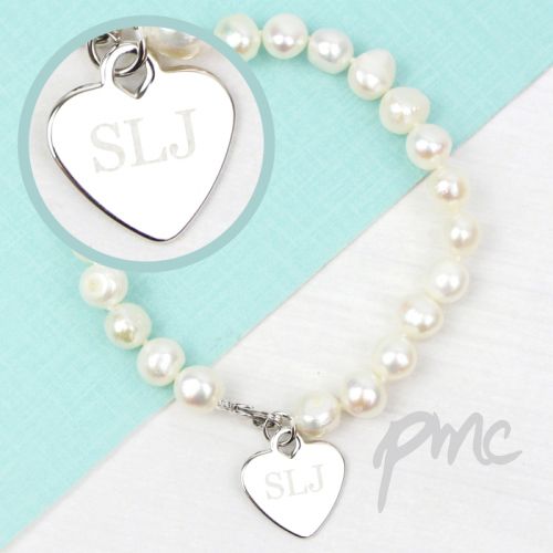 Personalised White Freshwater Pearl Initial Bracelet