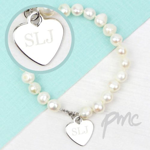Personalised White Freshwater Pearl Initial Bracelet