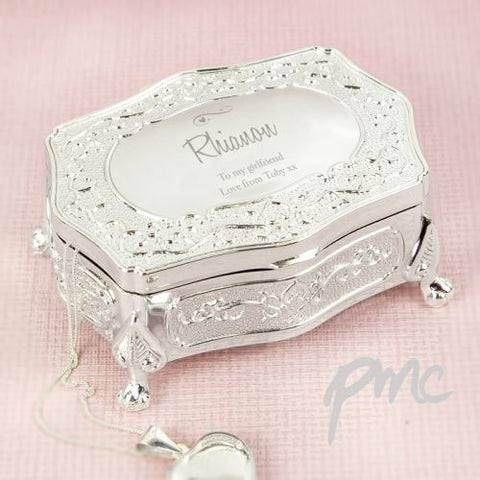 Personalised Swirls & Hearts Small Antique Trinket Box