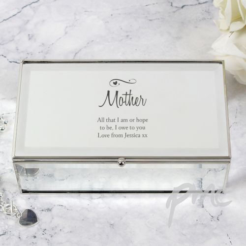 Personalised Swirls & Hearts Mirrored Jewellery Box