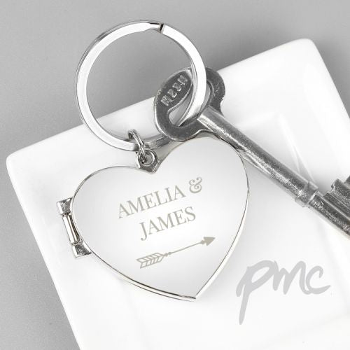 Personalised Arrow Heart Photoframe Keyring