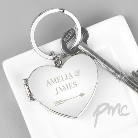 Personalised Arrow Heart Photoframe Keyring