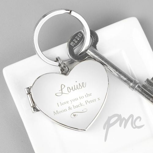 Personalised Swirl Heart Photoframe Keyring