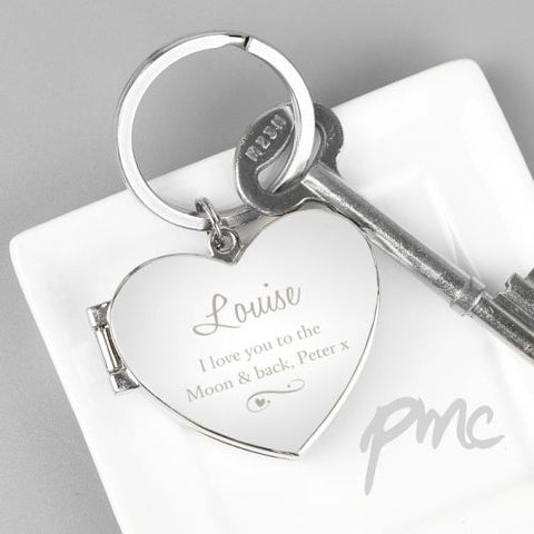 Personalised Swirl Heart Photoframe Keyring