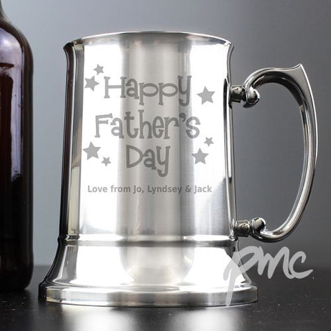 Personalised Happy Father's Day Stars Stainless Steel Tankard