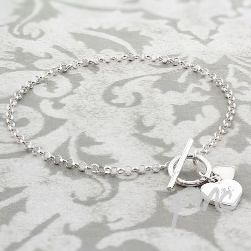 Personalised Hearts T-Bar Bracelet