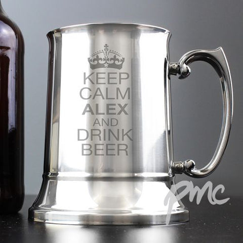 Personalised Keep Calm Stainless Steel Tankard