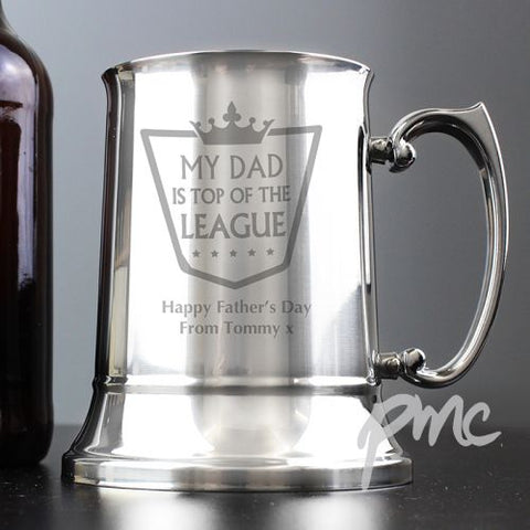 Personalised Top of the League Stainless Steel Tankard