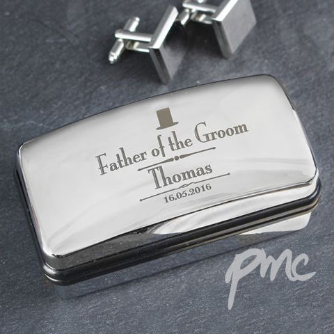 Personalised Decorative Wedding father of the Groom Cufflink Box