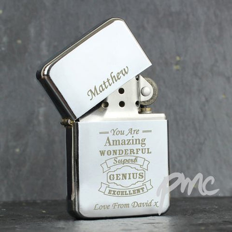 Personalised Vintage Typography Lighter