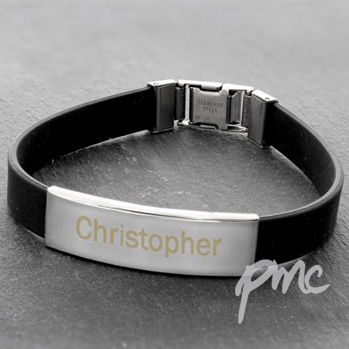 Personalised Stainless Steel Men's Black Bracelet