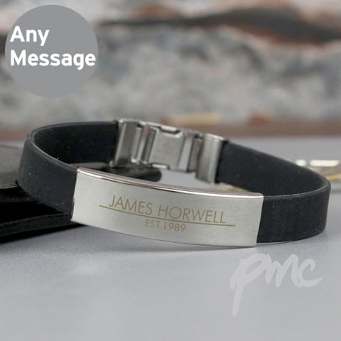Personalised Classic Stainless Steel Men's Black Bracelet