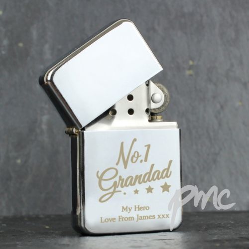 Personalised No.1 Grandad Silver Lighter
