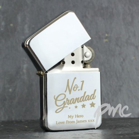 Personalised No.1 Grandad Silver Lighter