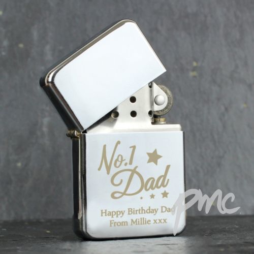 Personalised No.1 Dad Silver Lighter