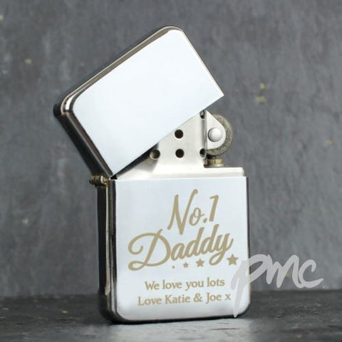 Personalised No.1 Daddy Silver Lighter