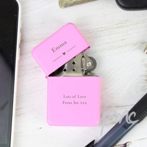 Personalised Decorative Heart Pink Lighter