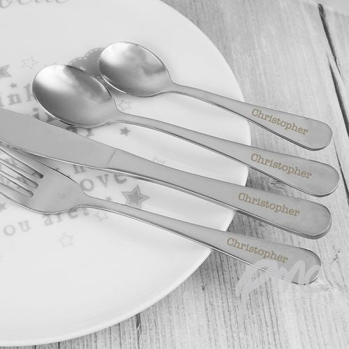 Personalised Plain 4 Piece Cutlery Set