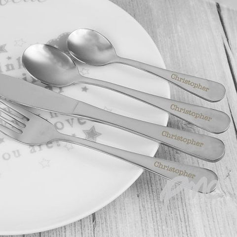Personalised Plain 4 Piece Cutlery Set