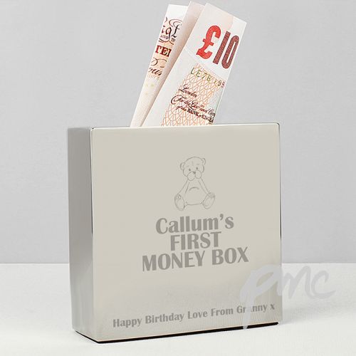 Personalised Teddy Square Money Box