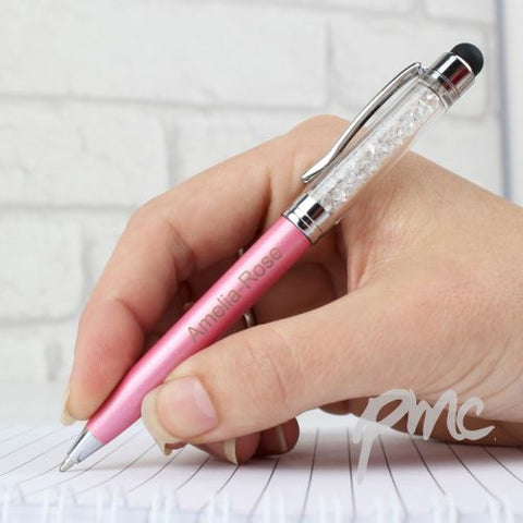 Personalised Diamante Elements Pink Pen