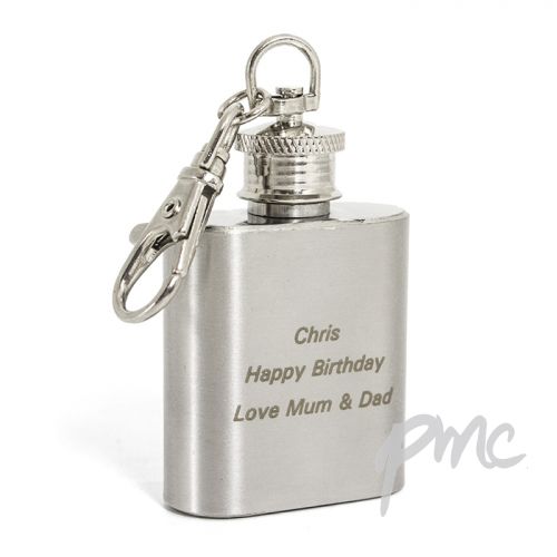 Personalised Stainless Steel 1oz Hip Flask Keyring