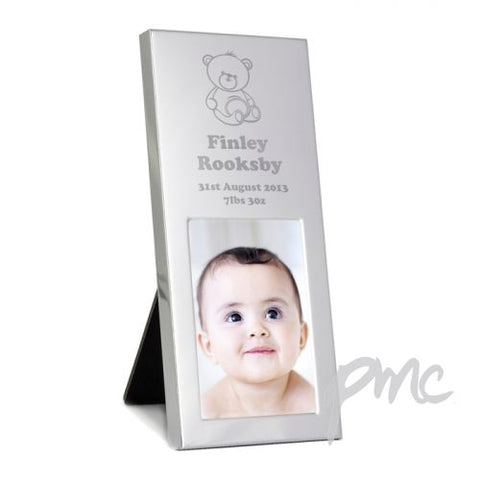 Personalised Teddy Small Silver 2x3 Photo Frame