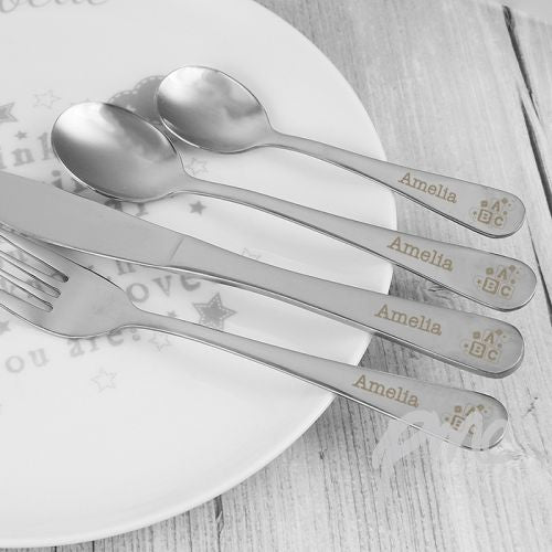 Personalised 4 Piece ABC Cutlery Set