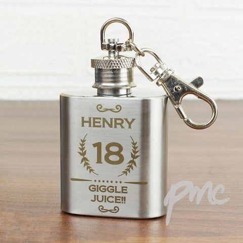 Personalised Age Crest 1oz Hip Flask Keyring