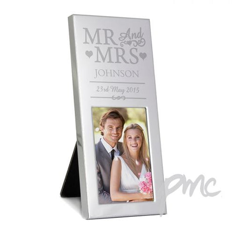 Personalised Small Silver Mr & Mrs 2x3 Photo Frame