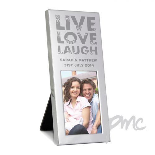 Personalised Small Silver Live Love Laugh 2x3 Photo Frame