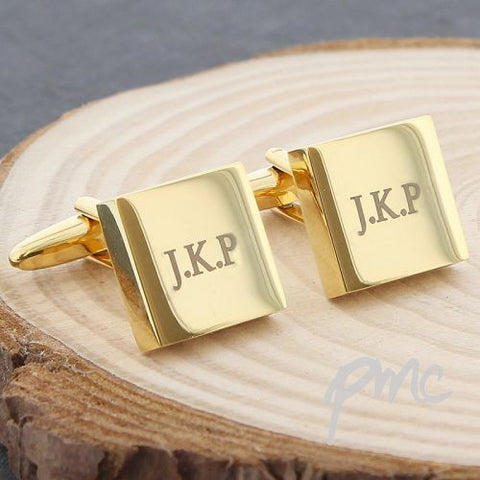 Personalised Gold Plated Square Cufflinks