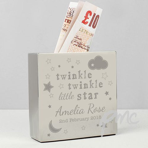 Personalised Twinkle Twinkle Square Money Box