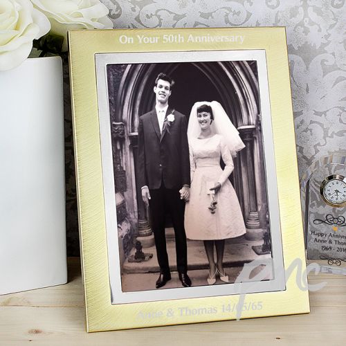 Personalised Gold and Silver Brushed 5x7 Photo Frame