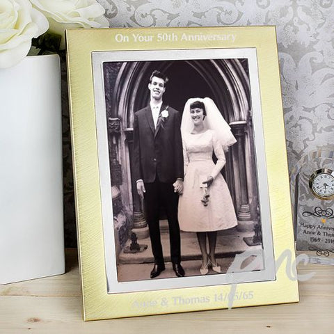Personalised Gold and Silver Brushed 5x7 Photo Frame