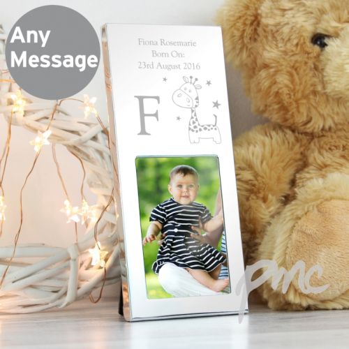 Personalised Hessian Giraffe Small Silver 2x3 Frame