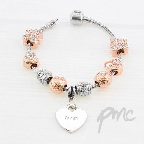 Personalised Rose Gold Charm Bracelet - 18cm