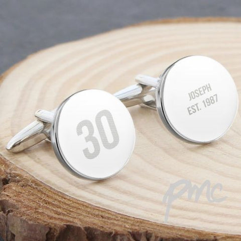 Personalised Big Age Round Cufflinks