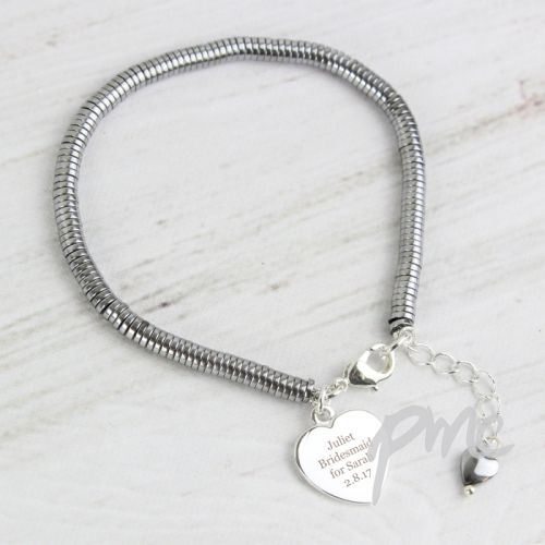 Personalised Hematite 'Any Message' Heart Bracelet