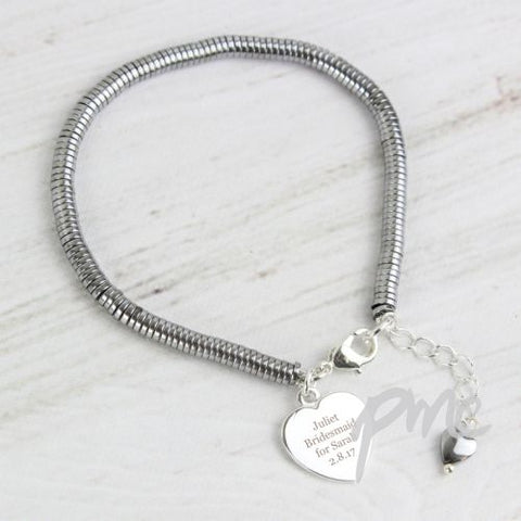 Personalised Hematite 'Any Message' Heart Bracelet