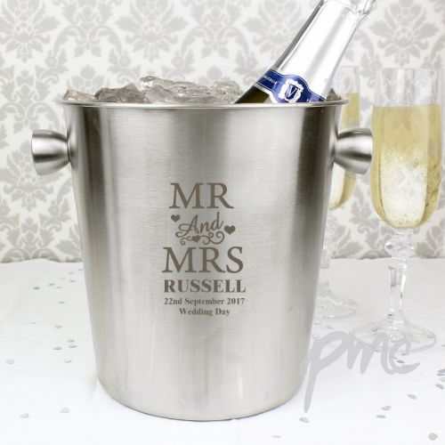 Personalised Mr & Mrs Stainless Steel Ice Bucket