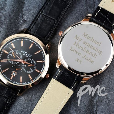 Personalised Men's Rose Gold Tone Watch with Presentation Box