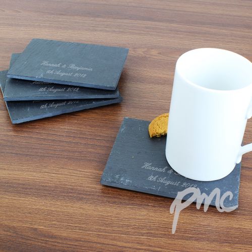 Personalised Script Engraved 4 Pack of Slate Coasters