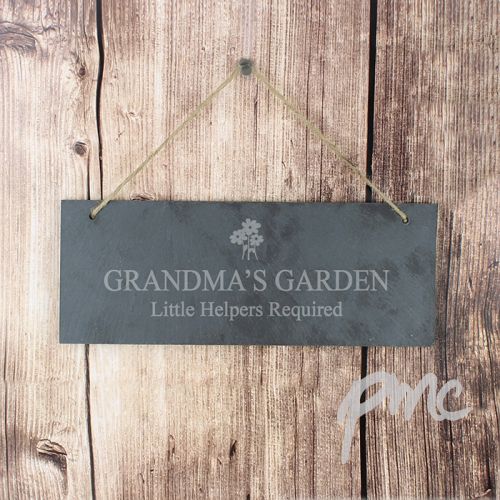 Personalised Flower Motif Hanging Slate Plaque